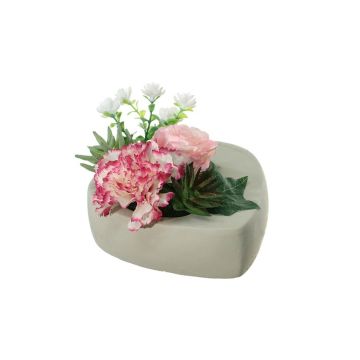 Künstliches Blumen Gesteck Nelke, Rose, Sedum, Agave BODIL, Dekotopf, rosa-pink, 10cm, Ø17cm