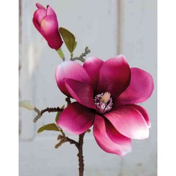 Magnolien-Ast 118cm rosa pink magenta  Kunstblumen Seidenblumen Real Touch Magno 