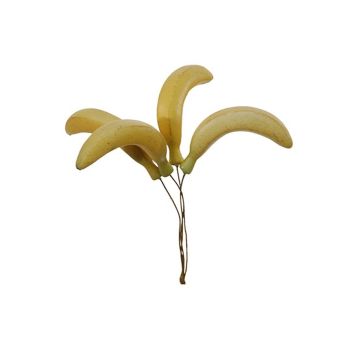 Künstliches Obst Banane AUNO mit Draht, 6 Stück, gelb, 7,5cm, Ø1,3cm