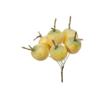 Dekoobst Melone AUSAR mit Draht, 6 Stück, gelb, 6,5cm, Ø3,2cm