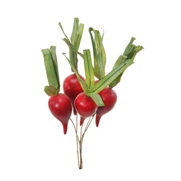 Plastik Gemüse Radieschen AZNI mit Draht, 6 Stück, rot-pink, 11,5cm, Ø2,8cm