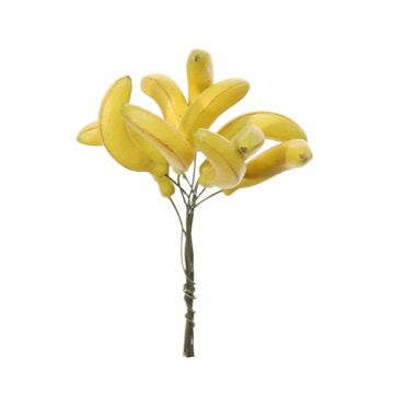 Dekoobst Banane TIMBA mit Draht, 12 Stück, gelb, 4,5cm, Ø1,3cm