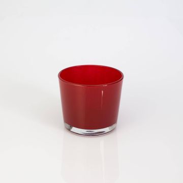 Großer Teelichthalter ALENA, Glas, rot, 8,5cm, Ø10cm