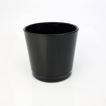 Pflanztopf aus Glas ALENA, schwarz, 16cm, Ø17cm