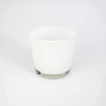 Pflanztopf aus Glas ALENA, weiß, 10,5cm, Ø11,5cm