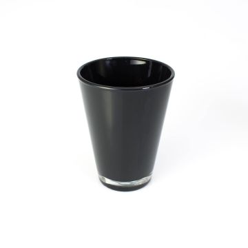 Vase ANNA EARTH, konische Form, Glas, schwarz, 15cm, Ø11cm