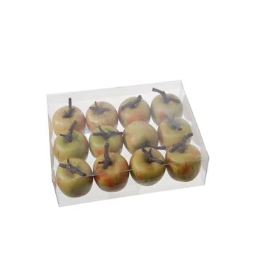 Deko Obst Apfel ALVANO, 12 Stück, grün-gelb, 4cm, Ø4,5cm