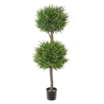 Kunst Baum Zypresse 2er Kugel ASGAN, Naturstamm, grün, 140cm