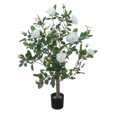 Kunstbaum Rose KANDJA mit Blüten, Kunststamm, creme, 100cm