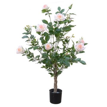 Kunstbaum Rose KANDJA mit Blüten, Kunststamm, rosa-creme, 100cm