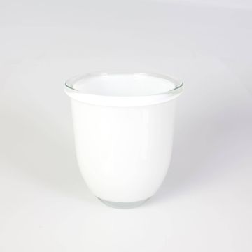 Übertopf aus Glas FYNN, weiß, 15cm, Ø13,5cm