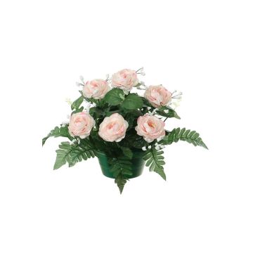 Kunstblumen Gesteck Kohl-Rose, Schleierkraut VLADIS, Dekotopf, rosa-creme, 25cm, Ø23cm