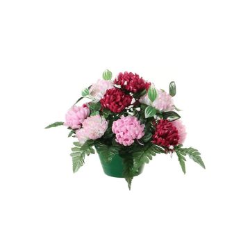 Deko Gesteck Chrysantheme, Schleierkraut YASAR, Dekotopf, rosa-pink-creme, 25cm, Ø30cm