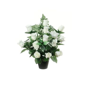 Kunstblumengesteck Rose, Schleierkraut YECTA, Dekotopf, weiß, 36cm, Ø28cm