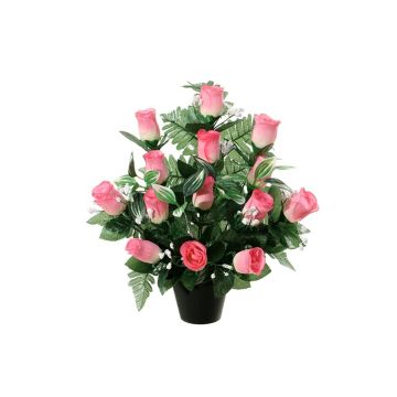 Kunstblumengesteck Rose, Schleierkraut YECTA, Dekotopf, rosa, 36cm, Ø28cm
