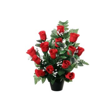 Kunstblumengesteck Rose, Schleierkraut YECTA, Dekotopf, rot, 36cm, Ø28cm