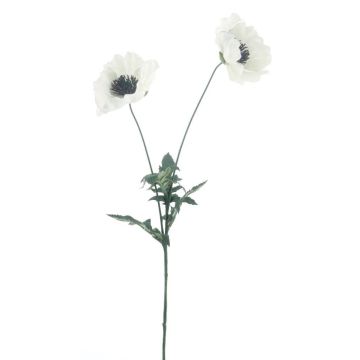 Künstlicher Blumenzweig Mohn GUNDULA, Eco Collection, weiß-lila, 70cm, Ø7-8cm