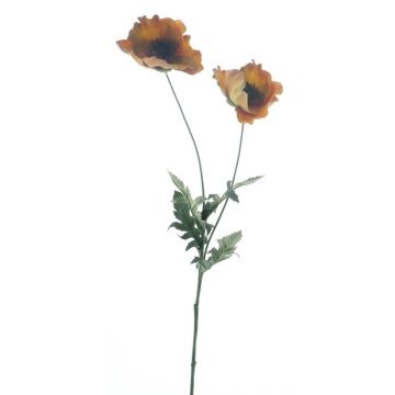 Künstlicher Blumenzweig Mohn GUNDULA, Eco Collection, orange-gelb, 70cm, Ø7-8cm