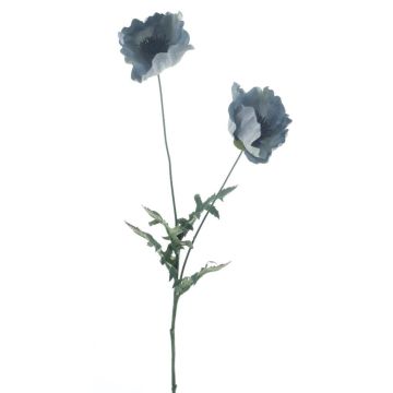 Künstlicher Blumenzweig Mohn GUNDULA, Eco Collection, grau-blau, 70cm, Ø7-8cm
