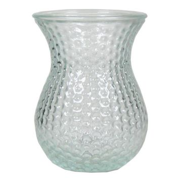 Blumenvase Glas LAUMA mit Muster, transparent, 19cm, Ø14cm