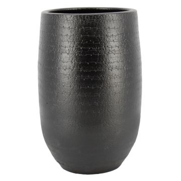 Vase Keramik DEIRA mit Maserung, schwarz-matt, 30cm, Ø23cm
