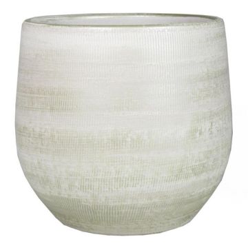 Übertopf DELTA mit Rillen, Keramik, hellgrau-weiß, 25cm, Ø27cm