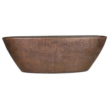 Schale AGAPE, Schiffchen, Keramik, mit Maserung, kupfer, 68x19x24cm