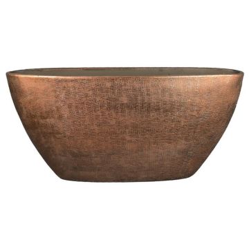 Schale AGAPE, Schiffchen, Keramik, mit Maserung, kupfer, 73x17x36cm