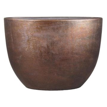 Pflanzübertopf AGAPE, Keramik, oval, mit Maserung, kupfer, 50x20x36cm
