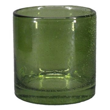 Windlicht Glas SANUA mit Bläschen, Zylinder, grün-klar, 20cm, Ø19cm