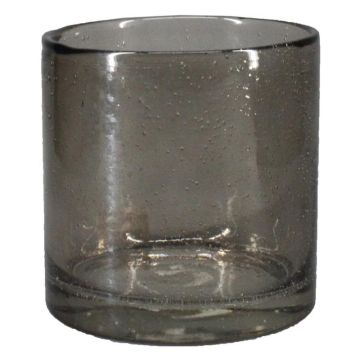 Windlicht Glas SANUA mit Bläschen, Zylinder, schwarz-klar, 20cm, Ø19cm
