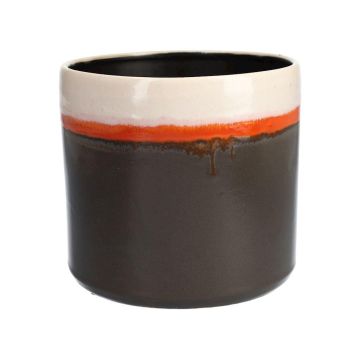 Deko Übertopf BETHARI, Keramik, braun-orange-creme, 13cm, Ø15cm