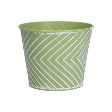 Blumentopf CENDRINE Zink, Linienmuster, grün, 9,3cm, Ø11,5cm
