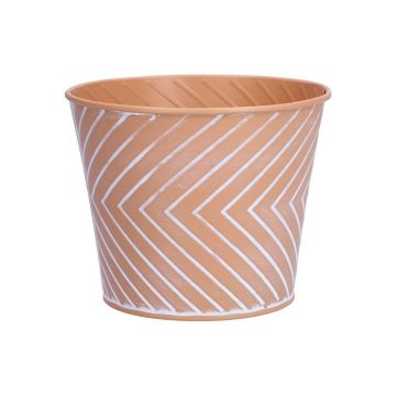 Blumentopf CENDRINE Zink, Linienmuster, orange, 9,3cm, Ø11,5cm