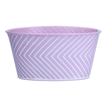 Ovale Blumen Schale CENDRINE, Zink, Linienmuster, lila, 19x13.5x10cm