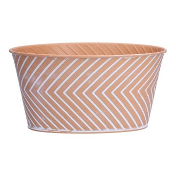 Ovale Blumen Schale CENDRINE, Zink, Linienmuster, orange, 19x13.5x10cm