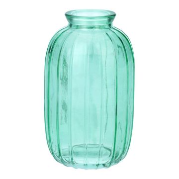 Flasche SILVINA aus Glas, Rillen, türkis-klar, 12cm, Ø7cm
