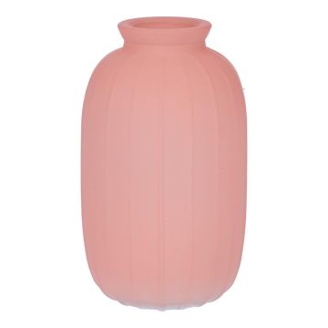 Flasche SILVINA aus Glas, Rillen, altrosa-klar, 12cm, Ø7cm