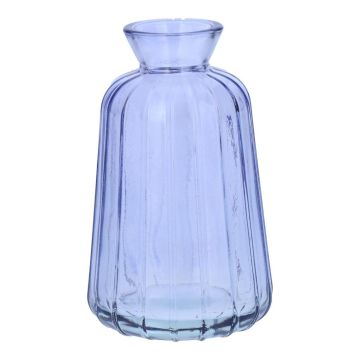 Glas Dekoflasche TATIANA mit Rillen, flieder-klar, 11cm, Ø6,5cm