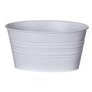 Ovaler Pflanztopf MICOLATO mit Rillen, Zink, weiß, 19x13,5x10cm