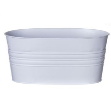 Ovaler Pflanztopf MICOLATO mit Rillen, Zink, weiß, 25x13x11,5cm