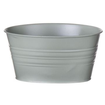 Ovaler Pflanztopf MICOLATO mit Rillen, Zink, jadegrün, 19x13,5x10cm