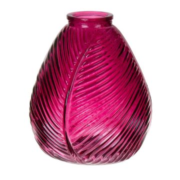 Glasflasche NELLOMIO mit Blattstruktur, pink-klar, 16cm, Ø14cm