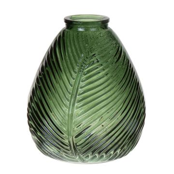 Glasflasche NELLOMIO mit Blattstruktur, grün-klar, 16cm, Ø14cm