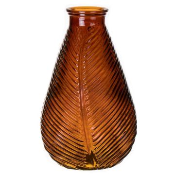 Glasflasche NELLOMIO mit Blattstruktur, braun-klar, 23cm, Ø14cm