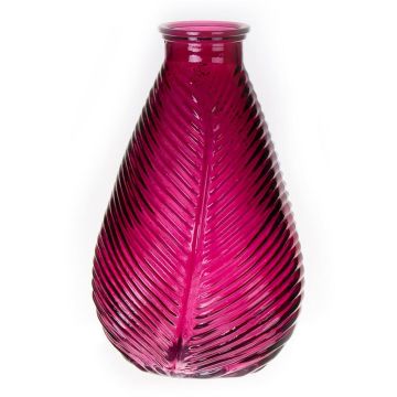 Glasflasche NELLOMIO mit Blattstruktur, pink-klar, 23cm, Ø14cm