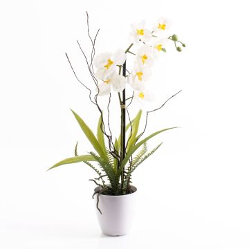 Plastik Phalaenopsis Orchidee MELINA im Dekotopf, weiß, 65cm