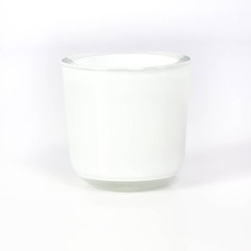 Glas Halter für Teelicht NICK, weiß, 8cm, Ø8cm