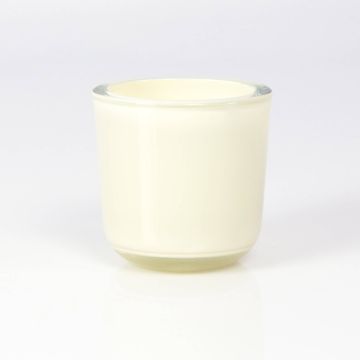 Glas Halter für Teelicht NICK, creme, 8cm, Ø8cm