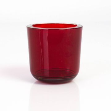 Glas Halter für Teelicht NICK, rot-transparent, 8cm, Ø8cm
